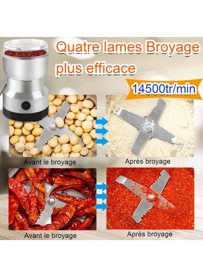 مطحنة قهوة كهربائية توسكوس 300 مل متعددة الوظائف مع 4 شفرات من الفولاذ المقاوم للصدأ لطحن حبوب القهوة والتوابل وبذور الكتان وأكثر - Image 3